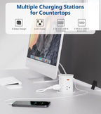 Pop up Outlet for Countertop with PD 20W USB C Fast Charging,3.15" Desk Grommet Power Station,4 Outlets,4 USB,Kitchen Island Pop Up Electrical Outlet, Office Power Supply