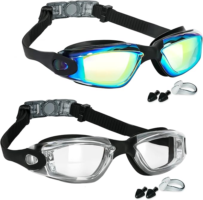 EWPJDK Swim Goggles - 2 Pack Swimming Goggles Anti Fog No Leaking For Adult Women Men