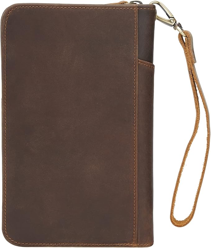 Polare Full Grain Leather Passport Holder Cover Case for Men and Women RFID Blocking Family Travel Wallet Holds 6 Passports