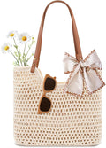 Peicees Crochet Beach Bag Purse, Boho Woven Tote with Leak-Proof Lining For Summer Vacation Travel Casual Shoulder Bag Soft