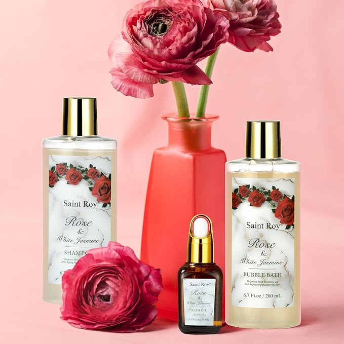 Mothers Day Gifts for Women, 21 Pcs Large Spa Basket Gift for Women, Red Rose Bath and Body Basket Gift, Skin Care, Home Spa Self Care, Bath Kit, Birthday, Christmas, Bridal Shower, Anniversary