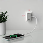 Energizer 5 Device Fast Charging Multi Plug Wall Outlet Extender (2) AC Power Outlets (1) 20W PD Type C (2) USB A (3.1A Total Output) Power Strip Expander Outlet Splitter Plug in Adapter