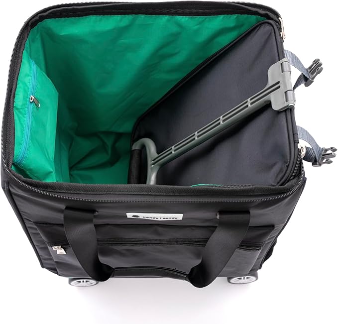 Handy Sandy Haul-It Foldable Rolling Tote – Patented Heavy-Duty Utility Bag with 8 Spinner Wheels, – Reusable Grocery Cart, Laundry Carrier, Travel Tote, Commuter Bag for Shopping & More- Green