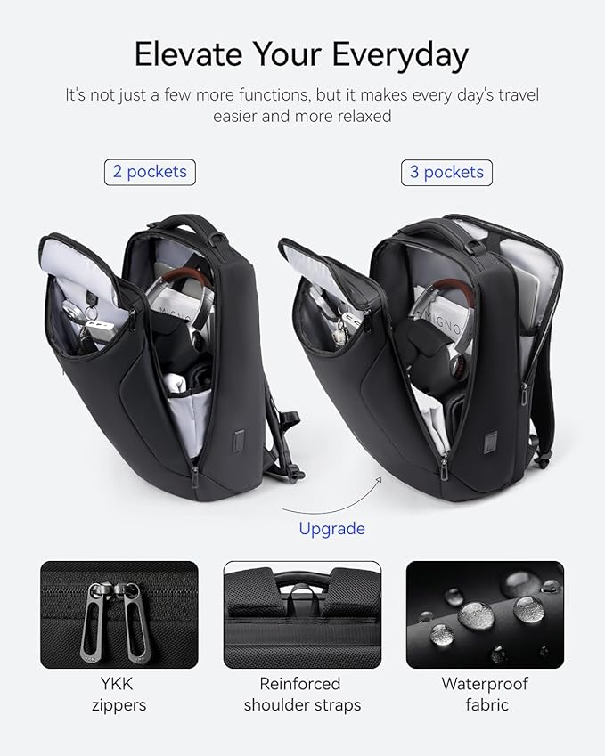 MARK RYDEN Business Backpack for Men, 17.3 Inch Tech Waterproof Laptop Backpack with USB Charging Port, Professional Work Backpack for Travel, Office, College, Commuting, Hiking