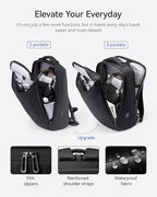 MARK RYDEN Business Backpack for Men, 17.3 Inch Tech Waterproof Laptop Backpack with USB Charging Port, Professional Work Backpack for Travel, Office, College, Commuting, Hiking