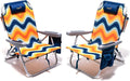 SUNNYFEEL Low Beach Chair 2 Pack, 5-Position Lay Flat Reclining, Backpack Portable Folding Chairs with Cooler Bag & Cup Holder, Heavy Duty 350 LBS, Compact for Beach, Camping, Travel