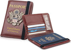 RFID Passport Holder Wallet for Women Men Travel, Leather US Passport Cover Case with Vaccine Card Slot, Waterproof Passport Book Travel Document Organizer Carrier Protector