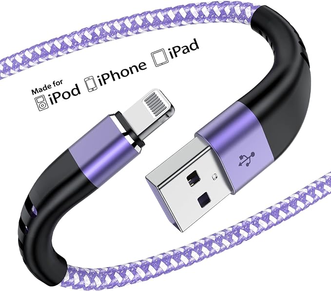 Essri 2Pack for iPhone Charger Cord 10FT, Lighting Cable 10 Feet to USB Charging Cable, Nylon Braided Charging Cord 10 Foot Compatible with iPhone 14 13 12 11 X XS XR 15 Pad -Purple