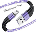 Essri 2Pack for iPhone Charger Cord 10FT, Lighting Cable 10 Feet to USB Charging Cable, Nylon Braided Charging Cord 10 Foot Compatible with iPhone 14 13 12 11 X XS XR 15 Pad -Purple