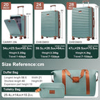 5 Piece Luggage Set w/TSA Locks & USB Port, Front Opening Hard Shell Luggage Sets, Expandable Suitcase Set with Wheels and Cup Holder(20"/24"/28") (Blue Green)