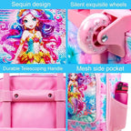 Kids Suitcases for Girls, Cute Mermaid luggage Rolling with Wheels, kids carry on luggage for Children Toddler Elementary(Pink)