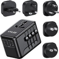 VYLEE Universal Travel Adapter, Type D/G/C/I/A International Adaptor with 2 USB C 2 USB A, Worldwide Charger for Europe UK Maldives Sri Lanka India Nepal Ghana Zimbabwe Tanzania Nigeria (Black)