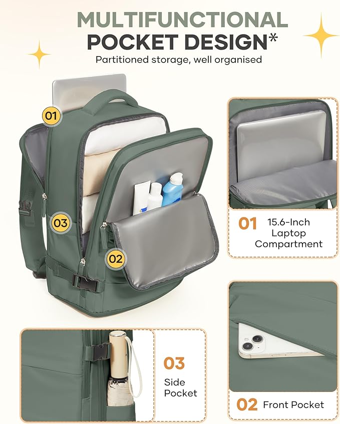 coofay Travel Backpack For Women Men Airline Approved Carry On Backpack Flight Approved Waterproof Sports Luggage Backpack Casual Daypack Small Hiking Backpacks