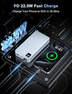 Portable Charger Power Bank, 56800mAh Battery Pack, 22.5W Fast Charging Portable Phone Charger for Camping Travel Essential Compatible with iPhone 17/16/15/14/13 Series, Samsung, Google,iPad-White
