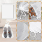 100 Pack Plastic Drawstring Bags Large Clear Shoe Bags for Storage Waterproof Dustproof Portable Shoe Storage with Rope for Packing,Men and Women, 15.7 x 11.8 inches