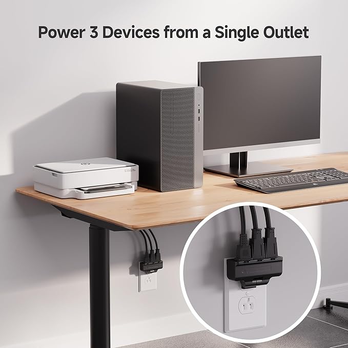 [ETL Listed] Cable Matters 2-Pack 3-Outlet Grounded 180 Degree Swivel Wall Tap, 3 Plug Wall Adapter, Multi-Plug Outlets, Black