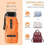Compact Travel Umbrella with Case - Mini Umbrella for Purse, Small Lightweight &Tiny Design Perfect for Parasol Outdoor Sun&Rain Umbrellas