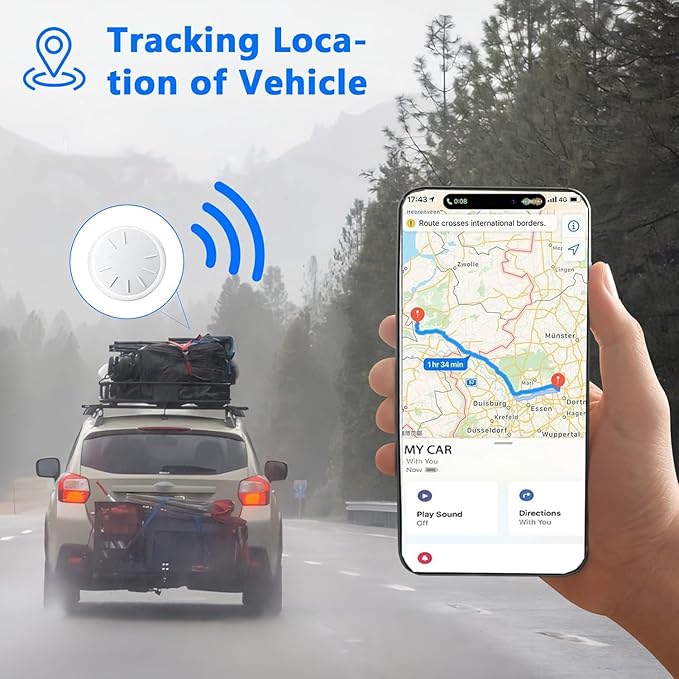 GPS Tracker for Vehicles No Subscription, 1PCS Real Time GPS Tracker for Car Work with Find My (iOS Only), Mini Hidden Car Tracker Device with Magnetic Case, No Monthly Fee (White)