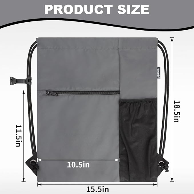 HOLYLUCK Men & Women Outdoor Sport Gym Sack Waterproof Drawstring Backpack Bag (Standard with drawstring, dark grey)