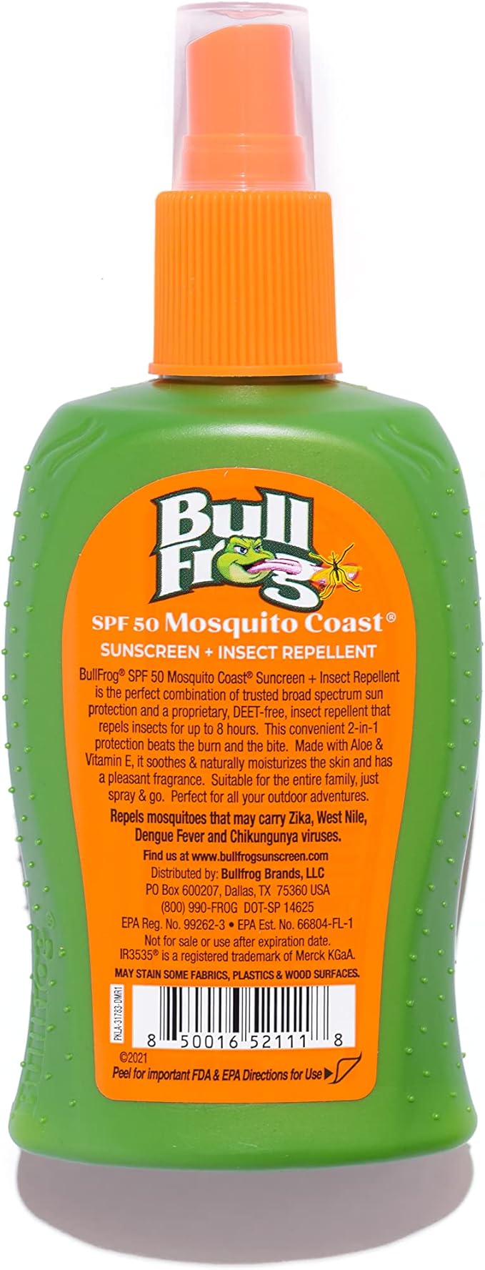 Bullfrog Mosquito Coast Bug Spray Insect Repellent + Sunscreen SPF 50, Pump Spray 4.7 Fl Oz