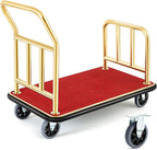 Gilprop Hotel Luggage Cart Bellman's Cart Rectangular Steel Deluxe Platform Truck Holds 850lbs of Luggage(Red)