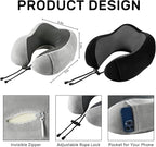 urnexttour Neck Pillow Airplane-2 Pack Memory Foam Travel Pillow, Soft Support Travel Neck Pillow for Travelling, Sleeping Rest, Car, Train and Home Use (Black&Grey)