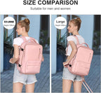 WONHOX Large Travel Backpack Women, Carry On Backpack,Hiking Backpack Waterproof Outdoor Sports Rucksack Casual Daypack with USB Charging Port Shoes Compartment,Pink…