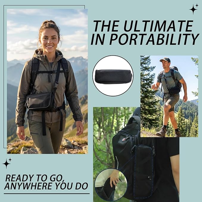 12" Portable Collapsible Stool - Folding Chair with Storage Pouch, Convertible Satchel for Hands-Free Carry & Supports 265Lbs, Ultralight for Hiking, Fishing, Camping, Festivals (Black, Standard)