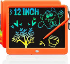 TEKFUN 12 Inch LCD Writing Tablet for Kids, Coloring Drawing Pad, Mess Free Doodle Board, Airplane Travel Toys for Boys and Toddlers, Road Trip Essentials, Gifts for 3-8 Year Old Girls (Orange)