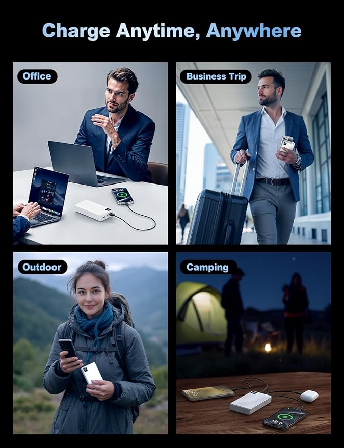 Portable Charger Power Bank, 56800mAh Battery Pack, 22.5W Fast Charging Portable Phone Charger for Camping Travel Essential Compatible with iPhone 17/16/15/14/13 Series, Samsung, Google,iPad-Pearl