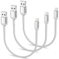 1.5ft iPhone Charging Cable Short, 3-Pack Braided USB A to Lightning Cord CarPlay [MFi Certified] Compatible with Apple iPhone 14 13 12 11 Pro/Max/Mini Xs SE2, Short Lightning Cable for Car