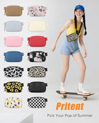 Pritent Fanny Packs for Women Cross Body Bag Waterproof Belt Bag with Adjustable Strap and Zipper Back Pocket Small Crossbody Bags Fashion Waist Packs for Workout Travelling(Leopard)