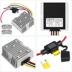 20A 240W DC 18V 20V 24V 36V 48V to 12V Voltage Converter with Fuse Step Down Regulator Buck Reducer Power Converter Waterproof Transformer for Golf Cart(Inputs 18V-60V to 12V 20A)