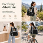Cat Backpack Carrier for Small Dogs and Medium cat Puppy Kitten Bunny Pet Carrier Backpack Collapsible with Fully Ventilated Mesh with Safety Leash (Black, 12.9" L x 10.62" W x 15.5" H - M)