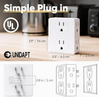 Multi Plug Outlet Splitter, Unidapt Multiple Outlets Extender Adapter with 6 AC Power Socket, Side Splitter Box, Wall Tap Plug Expander for Home Hotel Office Dorm Essentials 1-Pack, White