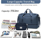 Extra Large Travel Duffle Bag,Carry on Overnight Bag with Shoes Compartment,Weekender Bags for Women for Travel Business Trips Sport Hospital,3 Pcs Set,Dark Blue