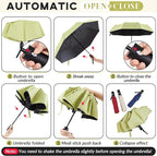 Amylove Windproof Travel Compact Umbrellas Bulk Wind Resistant Folding Auto Open and Close Rain Automatic Travel Collapsible Portable Umbrellas for Men and Women Gifts 4 Colors
