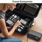 MATEIN Travel Electronics Organizer Case 2 Pack, Lightweight Cable Bag for Travel Essentials, Water Resistant Charger Organizer Case for Charging Cords, Earphones, Stylus Pens & Phone