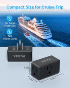Multi Plug Wall Outlet Extender 2 Pack, VINTAR Electrical Multiple Outlet Splitter, 3 Way Plug Adapter, Small Wall Expander for Home Office Dorm Room Cruise Ship Travel Essentials, Black