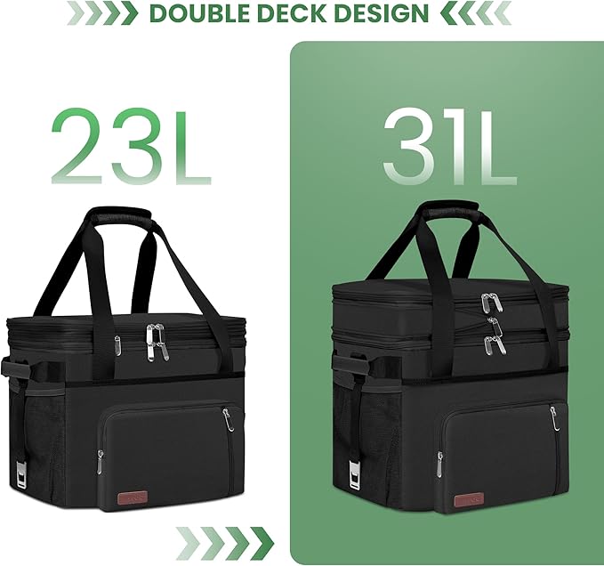 MIYCOO Cooler Bag Double Deck - 60 Can Leakproof Insulated Portable Soft Lunch Cooler, Extra Large Expandable Ice Chest Cooler for Beach, Picnic, Camping, Shopping