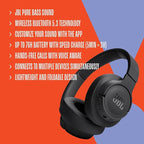 JBL Tune 720BT - Wireless Over-Ear Headphones with JBL Pure Bass Sound, Bluetooth 5.3, Up to 76H Battery Life and Speed Charge, Lightweight, Comfortable and Foldable Design (Purple)