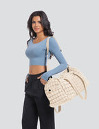 Quilted Travel Duffle Bag for Women Medium Weekender Bag Puffer Overnight Bag Large Soft Puffy Duffel Bag Carry-On Gym Bag Lightweight Personal Item Travel Bag for Trips Business Sport Airplane