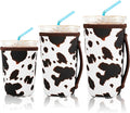 KJQJLY 3 Pack Reusable Iced Coffee Sleeves for Iced Coffee Cups or Drinks Reusable Neoprene Insulated Sleeves for Hot and Cold Drinks from Starbucks, Dunkin, And More (Brown cow)