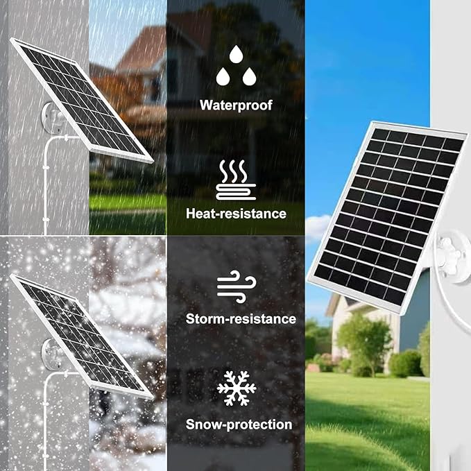 4 Pack 8W Camera Solar Panel Charger Cable Compatible with Eufycam SoloCam 3/3C s300/2,2 Pro, 2C, 2C Pro,c210,s330,s340,e340, E,Eufy E20, E40/L20/L40/S40/4G Security Camera Micro USB & USB Type C