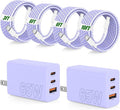 65W Super Fast Charging USB C for iPhone 17 16 Pro Max,3 Port 100W USB C Charger Block & 3/6/6/10FT Braided Type C Cord for iPhone 17 16 Pro,iPhone 15 Pro Max,for Samsung S26 Ultra/MacBook Air-Purple