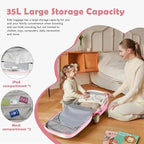 Kids Ride-on Luggage with Seat, 20 inch Carry On Suitcase, 2-in-1 Children's Luggage with Shockproof Silent Wheels and Guardrail for Airplane & Travels