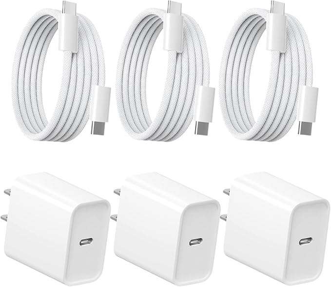 iPhone 17 16 15 Charger Fast Charging 20W Apple USB C Adapter Fast Charger Comes with 3FT C to C Woven Charging Cable Compatible with iPhone Air/17 Pro Max/16 Pro/16e/15 Plus,iPad Pro/Air/Mini,AirPods