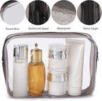 Tbestmax 10 Pack Clear Cosmetic Bags Makeup Bags Portable Waterproof TSA Approved Travel Toiletry Bags Large Organizer Matte Black, 9" x 6.3" x 2.6"