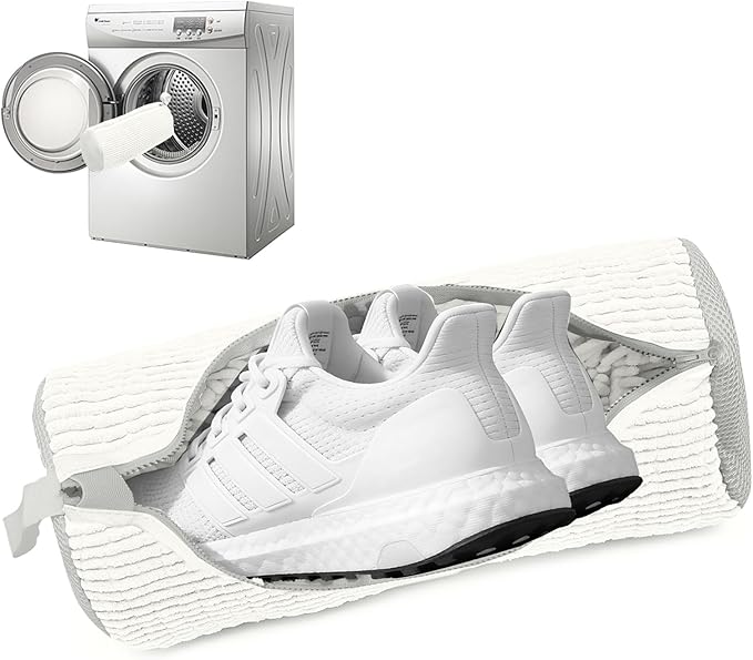 1PCS Shoes Washing Machine Bags, Laundry Shoe Bag for Washer and Dryer, Reusable and Durable Zipper Sneaker Shoe Washing Bag, Tennis Shoes Cleaning Bag for All Shoe Types (Pure white)