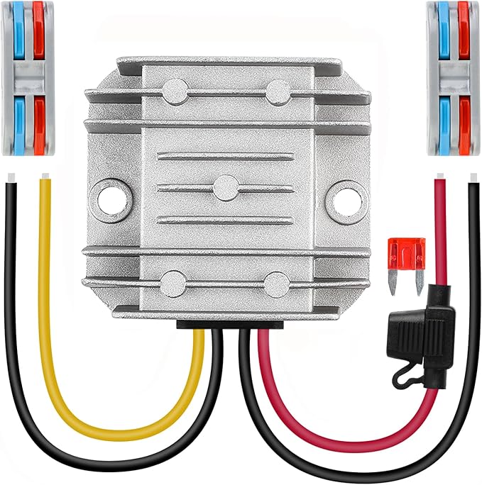 DC 12V Step Up to 24V 3A 72W Voltage Booster Converter DC Power Converter with Fuse & Connectors Waterproof Module Transformer for Golf Cart Club Car